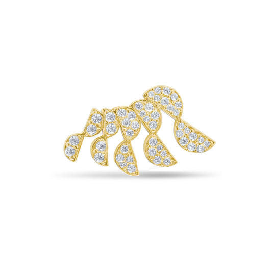 Heavenly Feather Single Ear Climbers  - Gold Plated Right