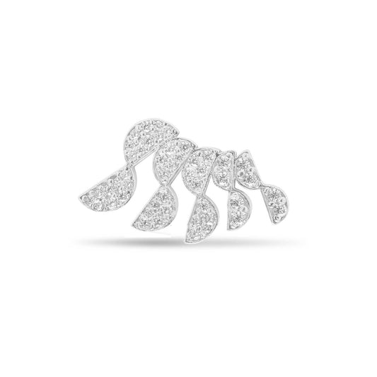 Heavenly Feather Single Ear Climbers  - Silver Rhodium Plated Left