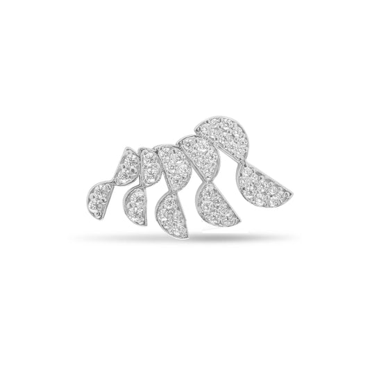 Heavenly Feather Single Ear Climbers  - Silver Rhodium Plated Right