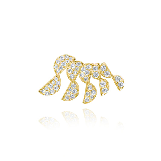 Heavenly Feather Single Ear Climbers - Gold Plated Left