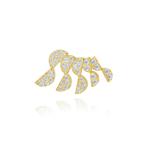 Heavenly Feather Single Ear Climbers  - Gold Plated Left