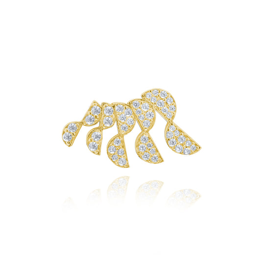 Heavenly Feather Single Ear Climbers  - Gold Plated Right