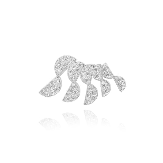 Heavenly Feather Single Ear Climbers - Silver Rhodium Plated Left