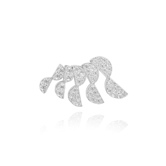 Heavenly Feather Single Ear Climbers - Silver Rhodium Plated Right