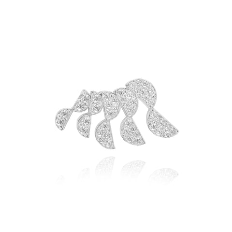 Heavenly Feather Single Ear Climbers  - Silver Rhodium Plated Right