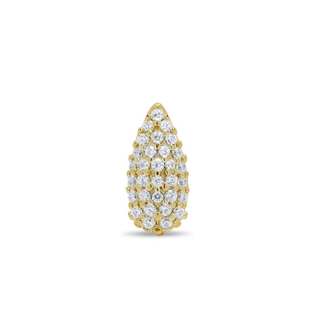 Pave Tear Stud Single Earring - Gold Plated