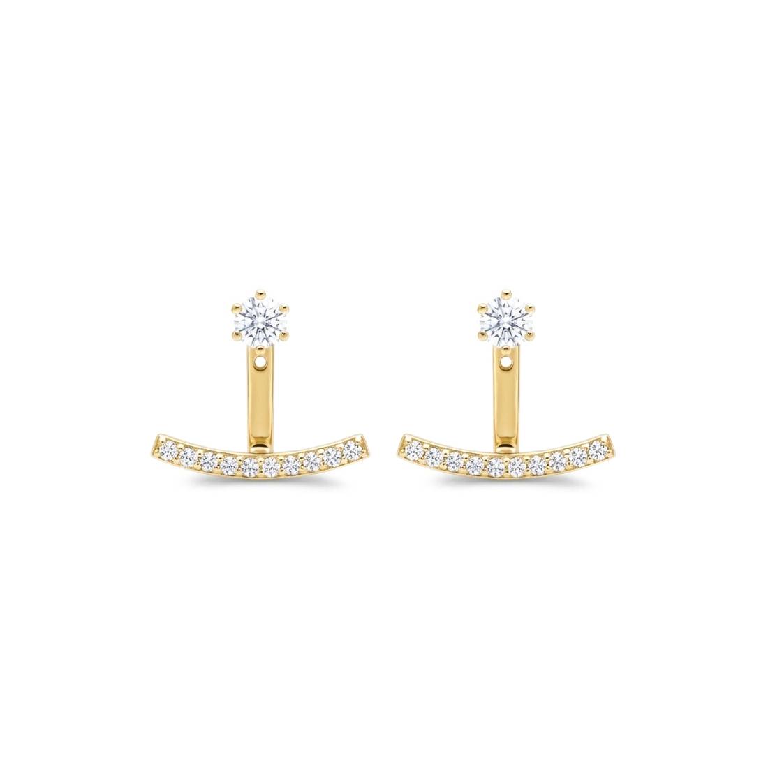 Luxe Line Pair Ear Jacket Earrings - Gold Plated