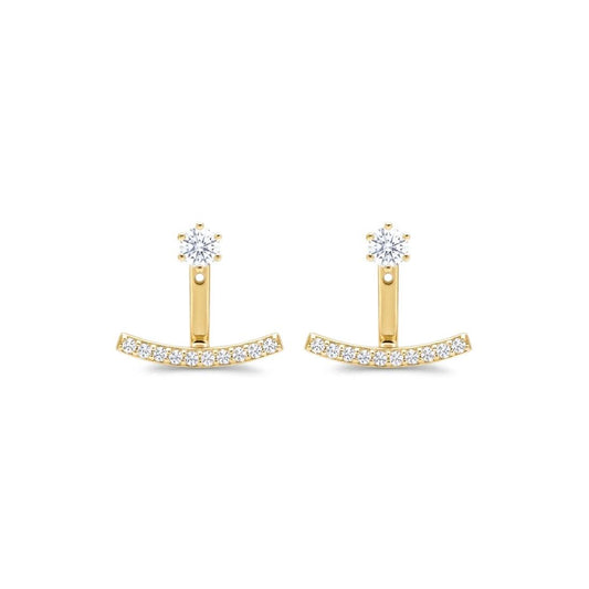 Luxe Line Pair Ear Jacket Earrings - Gold Plated