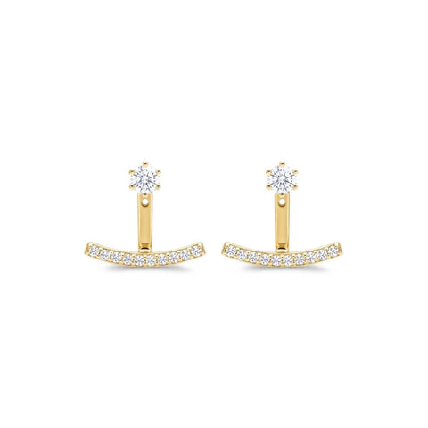 Luxe Line Pair Ear Jacket Earrings - Gold Plated