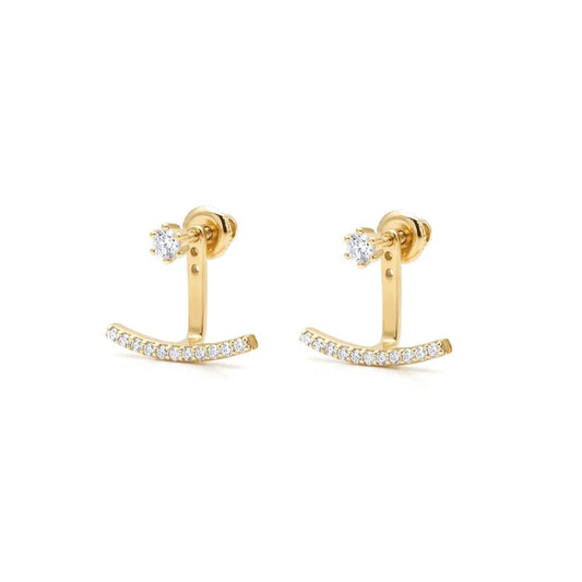 Luxe Line Pair Ear Jacket Earrings - Gold Plated
