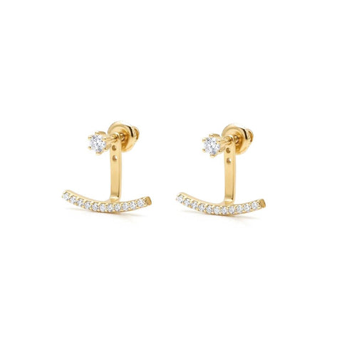 Luxe Line Pair Ear Jacket Earrings - Gold Plated