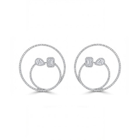 Double Circle Spark Earrings Earrings - Silver Rhodium Plated