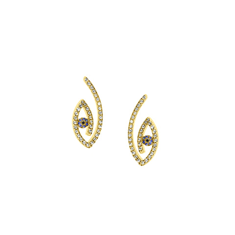 Aqua Lucky Eye Pair Earrings - Gold plated