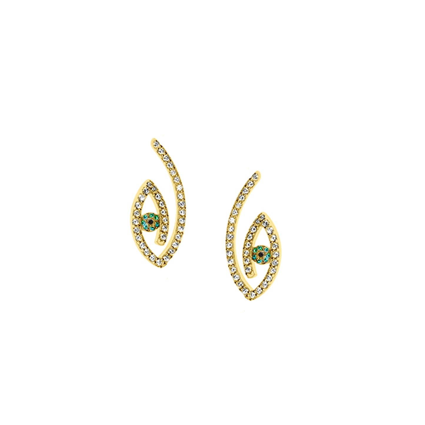 Emerald Lucky Eye Pair Earrings - Gold plated