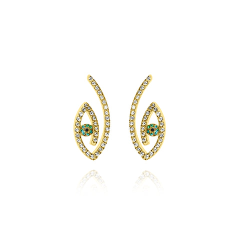Emerald Lucky Eye Pair Earrings - Gold plated