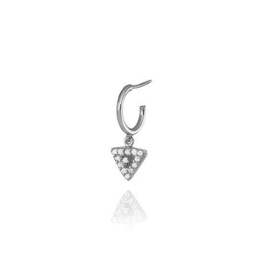 Triangle Single Hoop Earring - Silver Rhodium Plated
