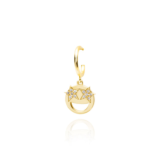 Star Eyes Single Hoop Earring - Gold Plated
