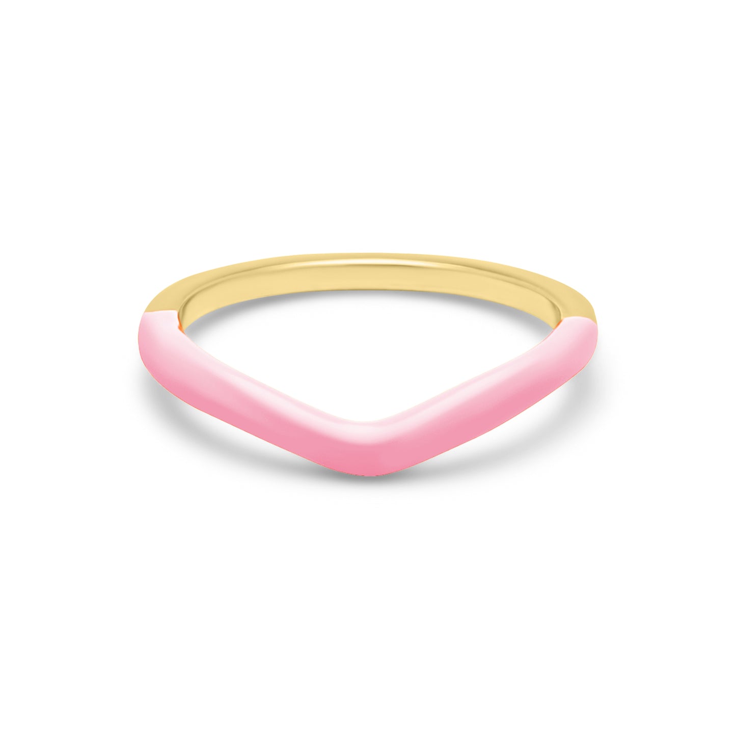 Baby Pink V Ring - Gold Plated