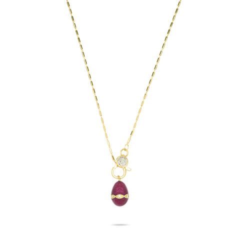 Magenta Sparkle Egg Necklace - Gold Plated