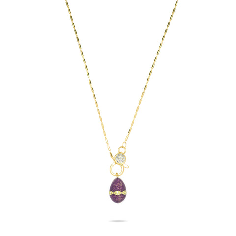 Purple Sparkle Egg Necklace - Gold Plated