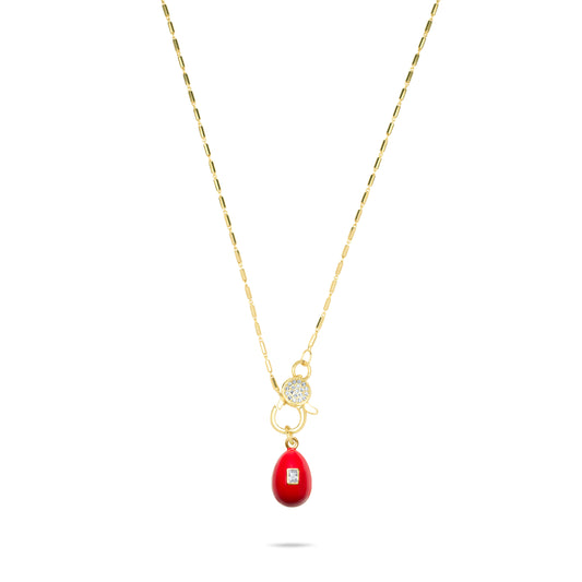 Red Egg Necklace - Gold Plated