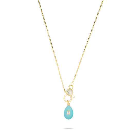 Turquoise Egg Necklace - Gold Plated