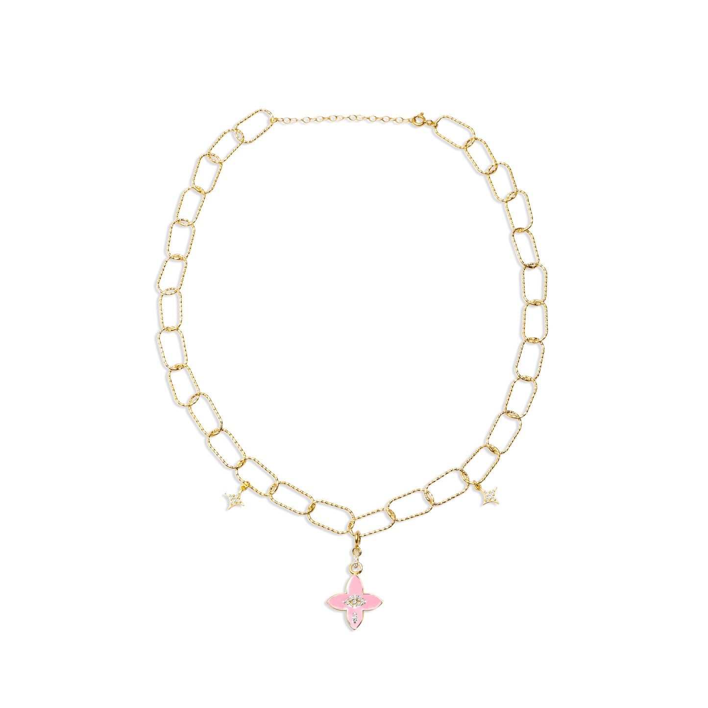 Baby Pink Power Flower Necklace - Gold Plated