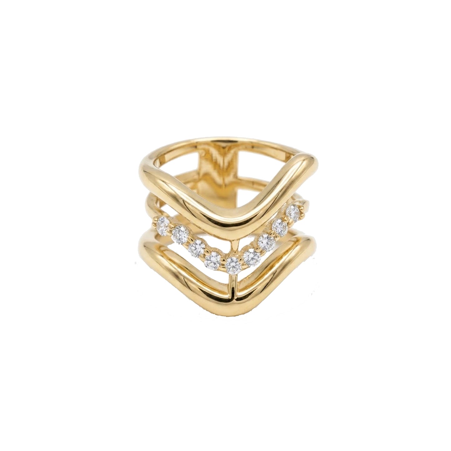 Triple Curve Ring - Gold Plated
