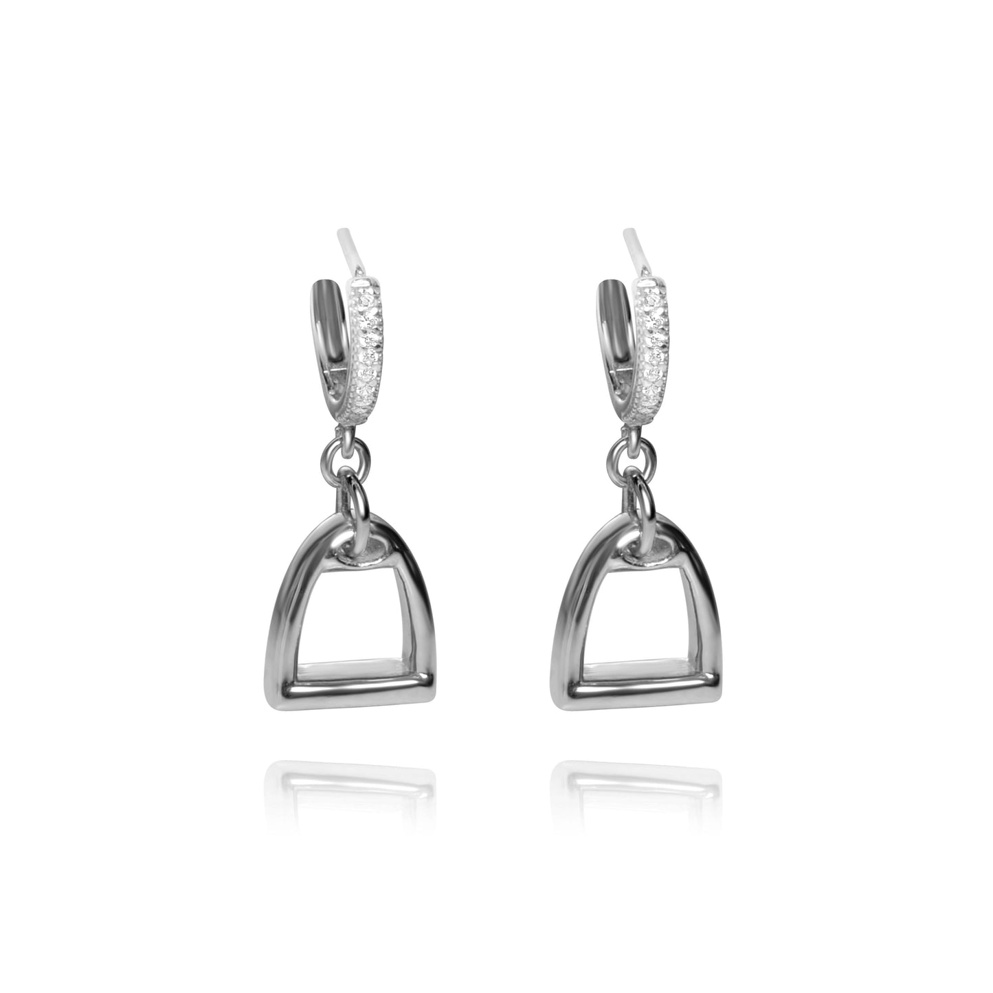 Stirrups Hoop Pair Earrings - Silver Rhodium Plated