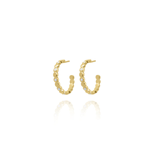 Dots Pair Hoops Earrings - Gold Plated