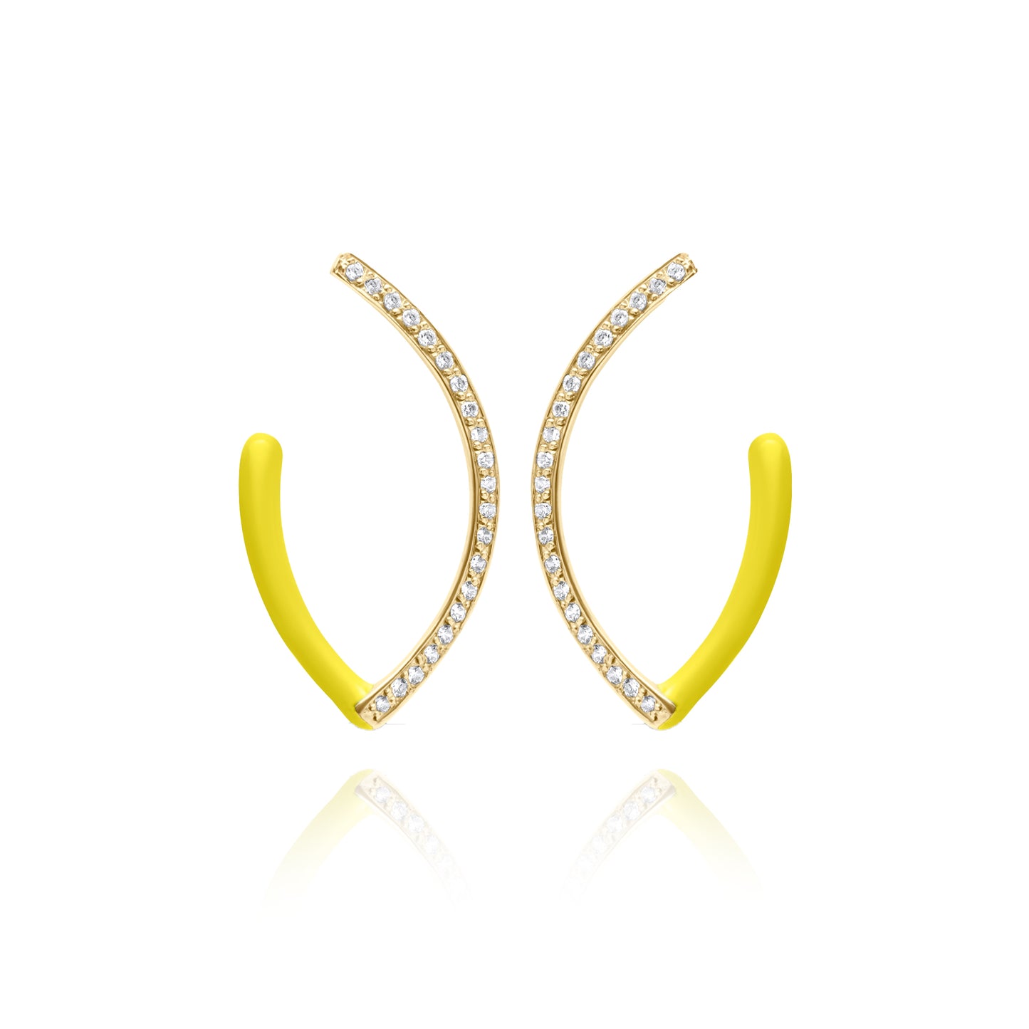 Lime Naveta Pair Earrings - Gold Plated