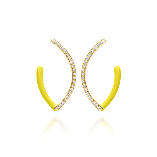 Lime Naveta Pair Earrings - Gold Plated