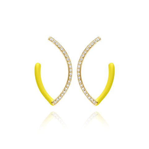 Lime Naveta Pair Earrings - Gold Plated