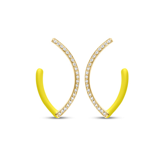 Lime Naveta Pair Earrings - Gold Plated