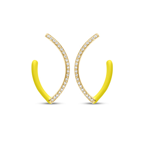 Lime Naveta Pair Earrings - Gold Plated