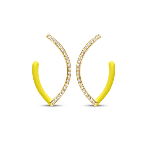 Lime Naveta Pair Earrings - Gold Plated