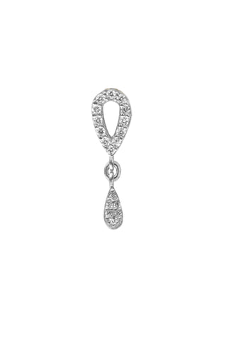 Tear Drop Single Earring - Silver Rhodium Plated
