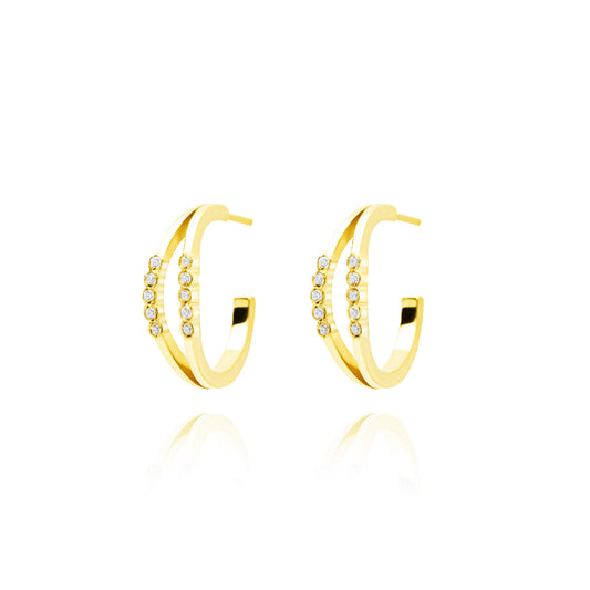 Double Bubble Hoops Pair Earrings - Gold Plated