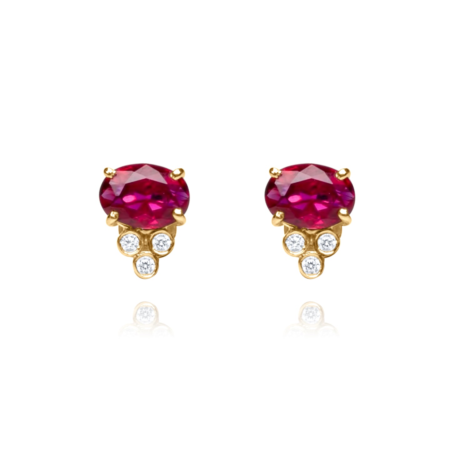 Ruby Moonpath Stud Pair Earrings - Gold Plated