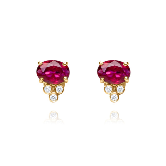 Ruby Moonpath Stud Pair Earrings - Gold Plated