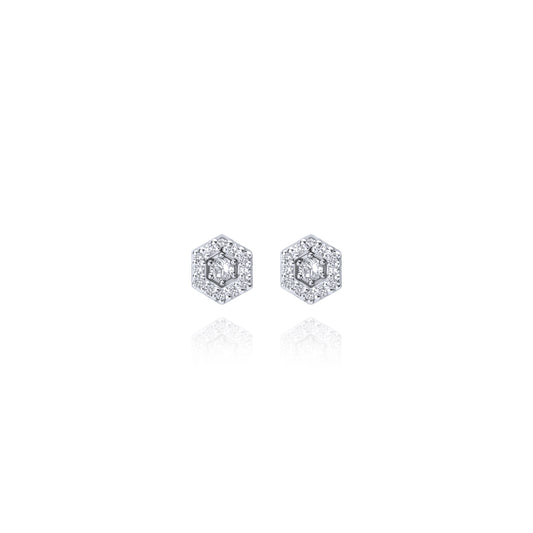 Two in One Stud Pair Earrings - Silver