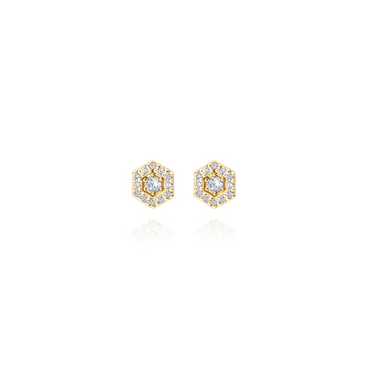Two in One Stud Pair Earrings - Gold Plated