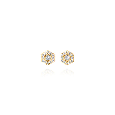 Two in One Stud Pair Earrings - Gold Plated