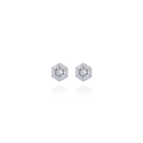 Two in One Stud Pair Earrings - Silver