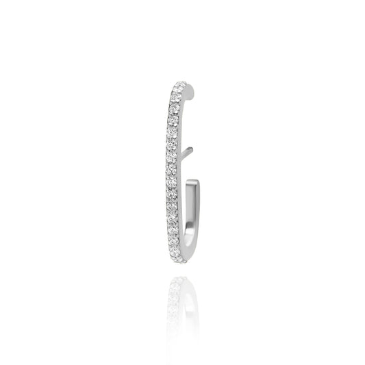 Single Suspender Earrings - White Rhodium Plated