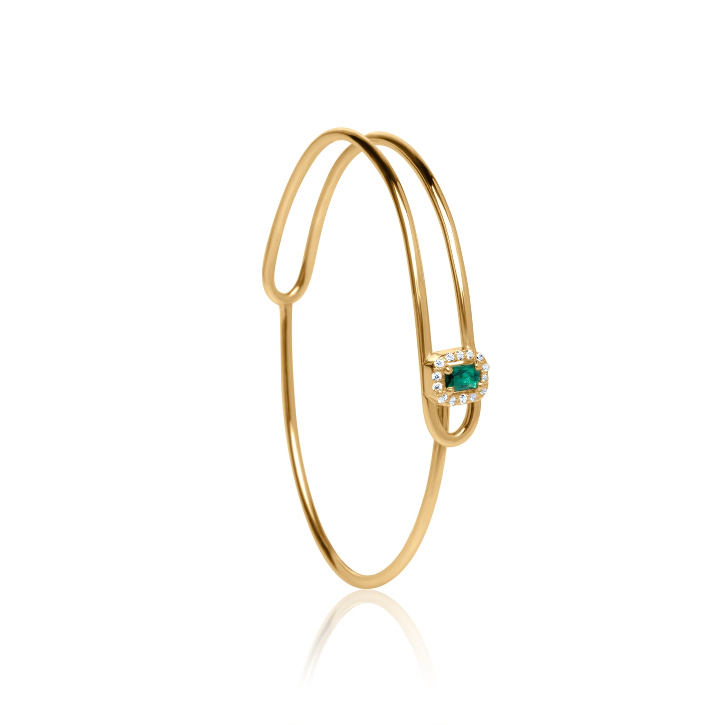 Emerald Linea Gem Bangle - Gold Plated