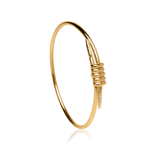 Fluted Needle Bangle - Gold Plated