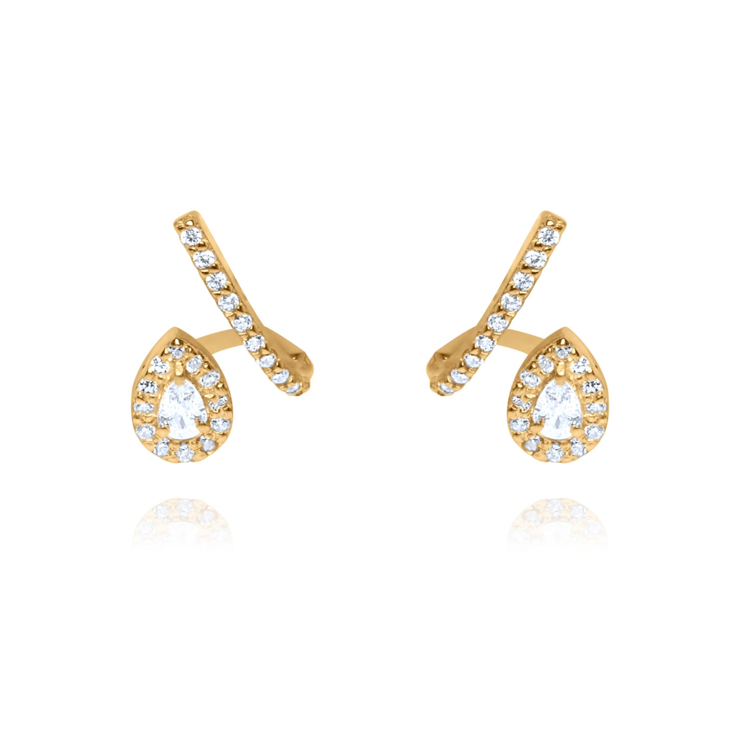 Dewdrop Shine Pair Ear Jacket Earrings - Gold Plated