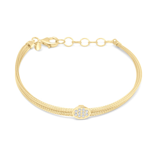 Oval Bracelet with Stones - Gold Plated