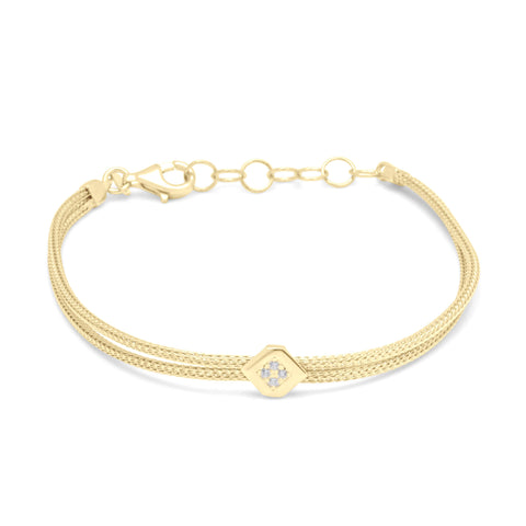 Naveta Bracelet with Stones - Gold Plated